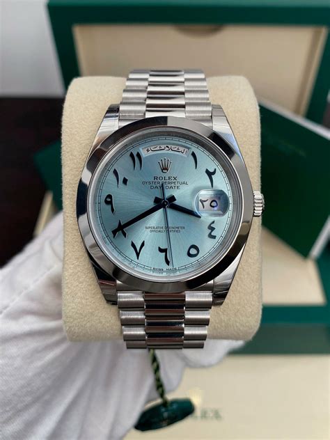 rolex day date 40 arabic dial replica|rolex watch price day date.